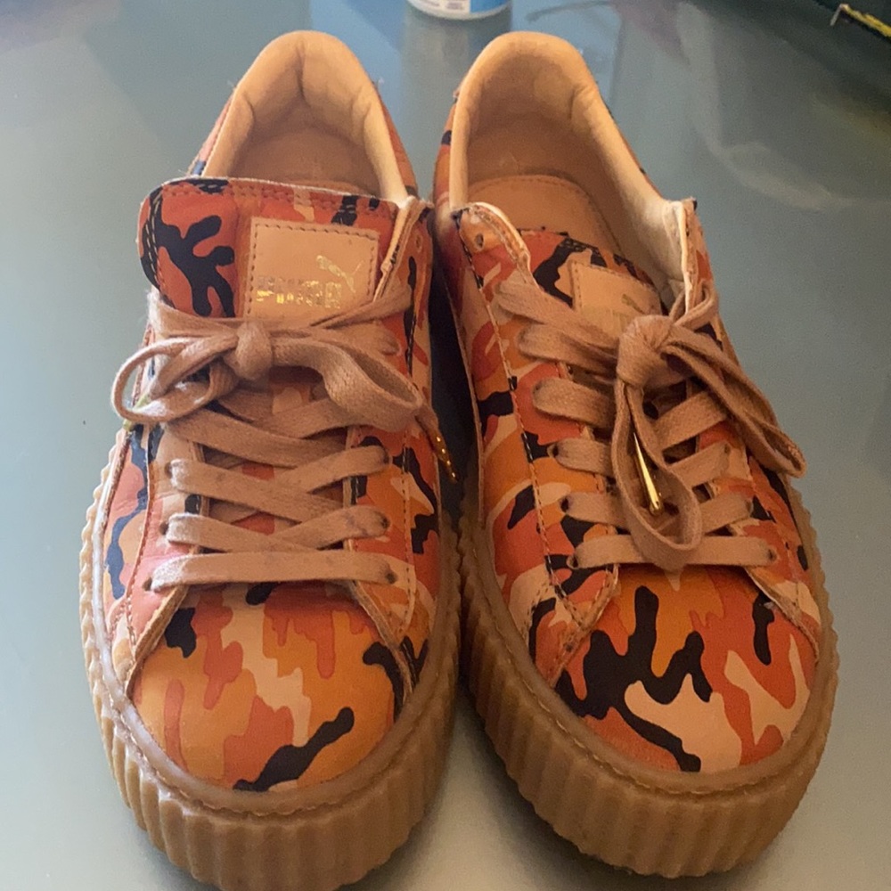 PUMA X RIHANNA Suede Camo orange Creepers Size 7.5 - Picture 9 of 14